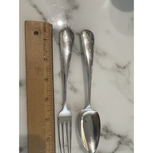 Antique Dutch Sterling Silver Baby Youth set fork & Spoon c1886